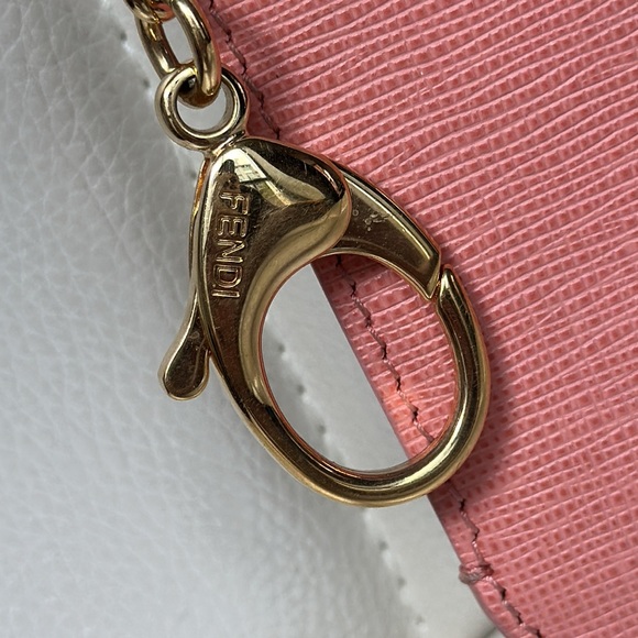 Fendi bi color crayons pocketed key coin wallet keychain in pink & white leather - Picture 3 of 13